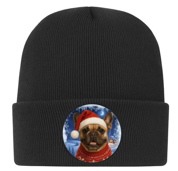 Zimní čepice Vánoční Francouzský buldoček0